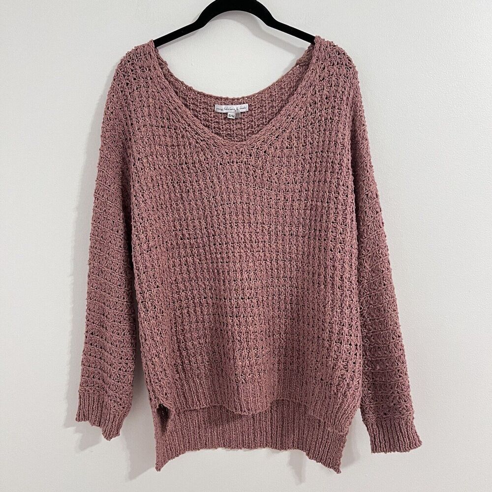 Young Fabulous & Broke Pink Loose Knit Sweater Size S / M Oversized Comfy Pastel
